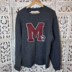 VTG Disney Sweater Men's L Mickey State Big Varsity Embroidery Letter Gray